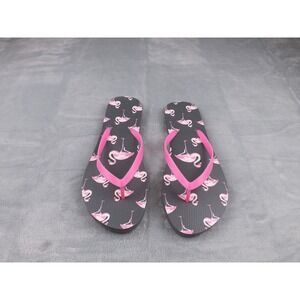 Flip Flops/Sandals New Women's Size 9-10 Flamingos Black/Gray/Pinks Fun‎ Novelty